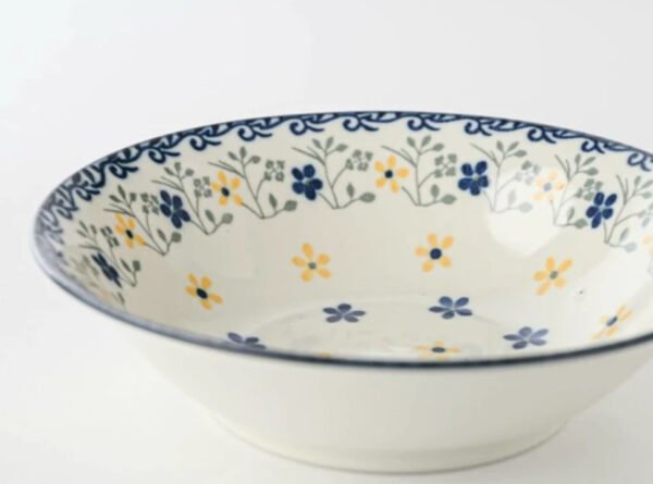 波蘭風美濃燒碗 14.5cm- 白+黃色款圖案設計放大圖片